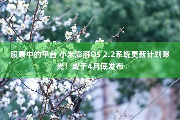 股票中的平台 小米澎湃OS 2.2系统更新计划曝光！或于4月底发布