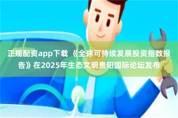正规配资app下载 《全球可持续发展投资指数报告》在2025年生态文明贵阳国际论坛发布