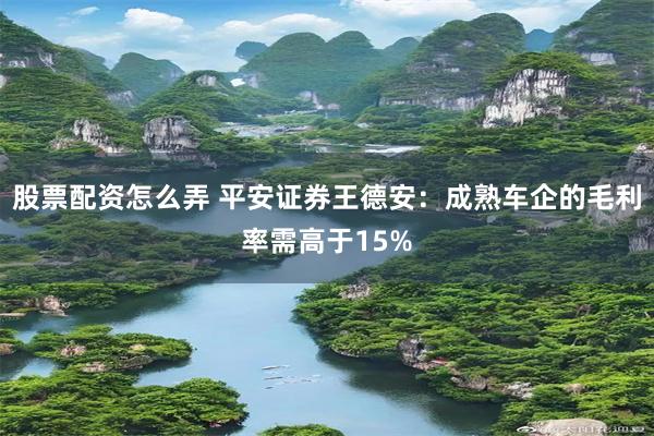 股票配资怎么弄 平安证券王德安：成熟车企的毛利率需高于15%